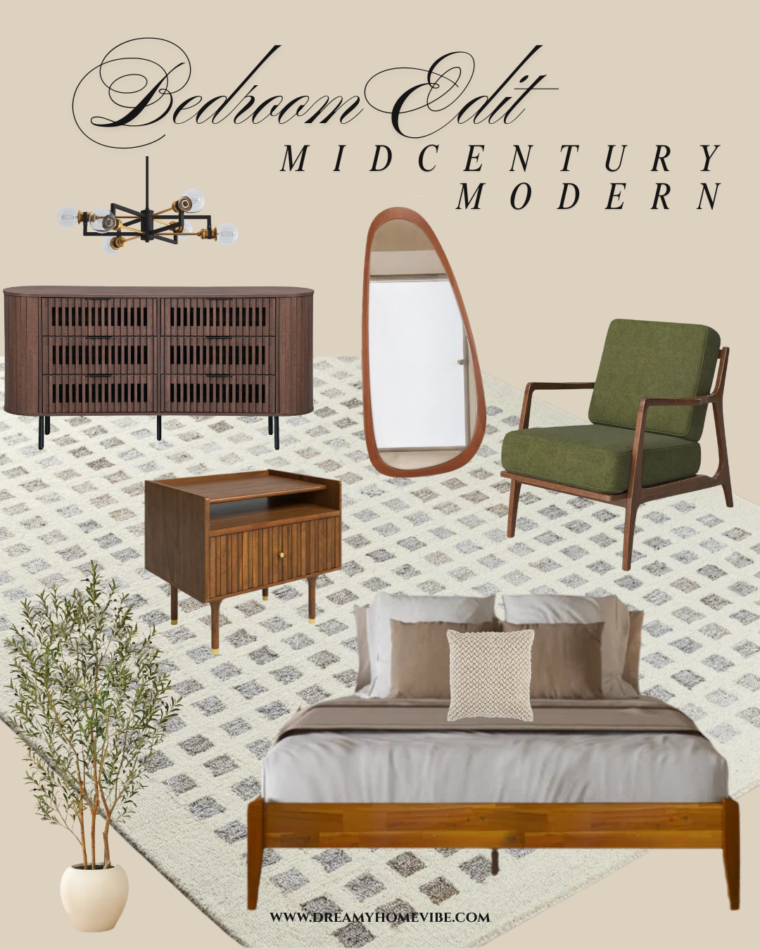 Bedroom Edit: Midcentury Modern with Mixed Woods