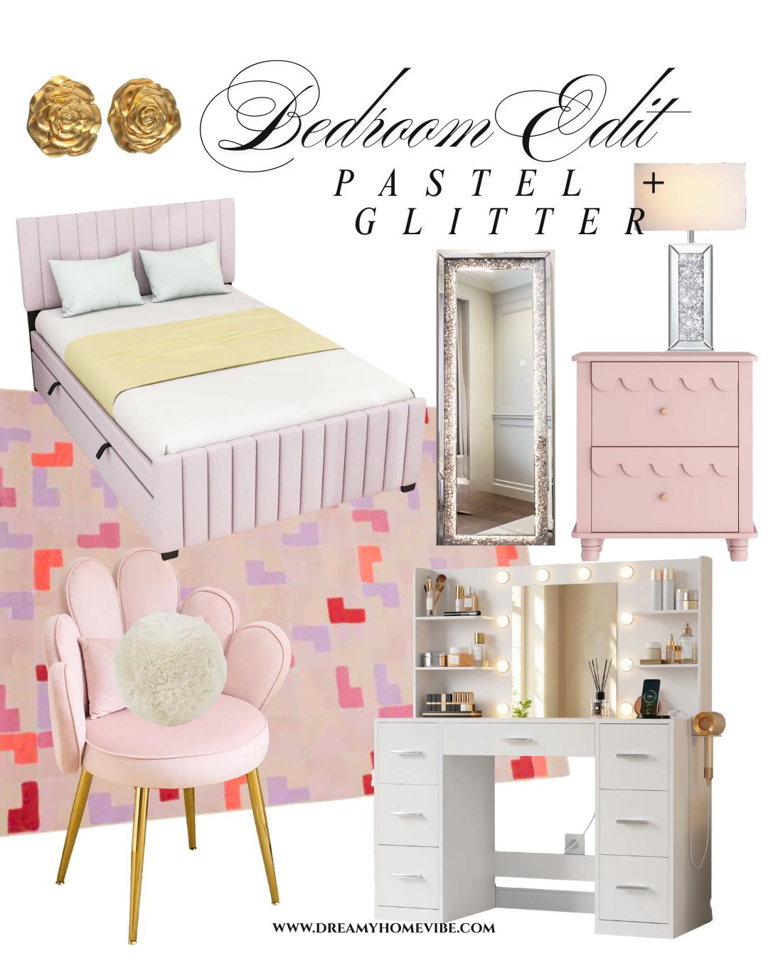 Bedroom Edit: Pastel + Glitter