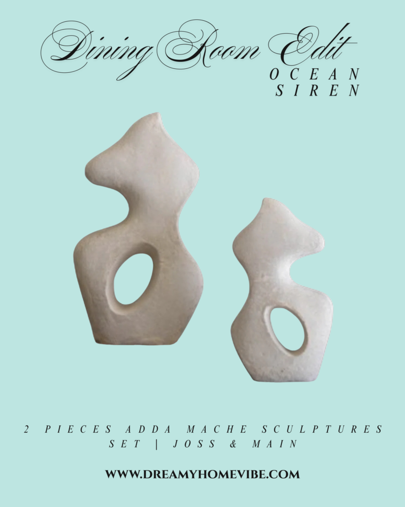 2 Pieces Adda Mache Sculptures Set from Joss & Main. Two gray stone sculptures with abstract shapes and openings in the center.