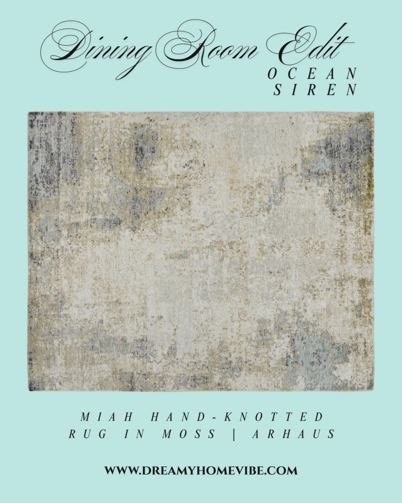Miah Hand-Knotted Rug in Moss from Arhaus. Multi-shaded, textured, area rug.
